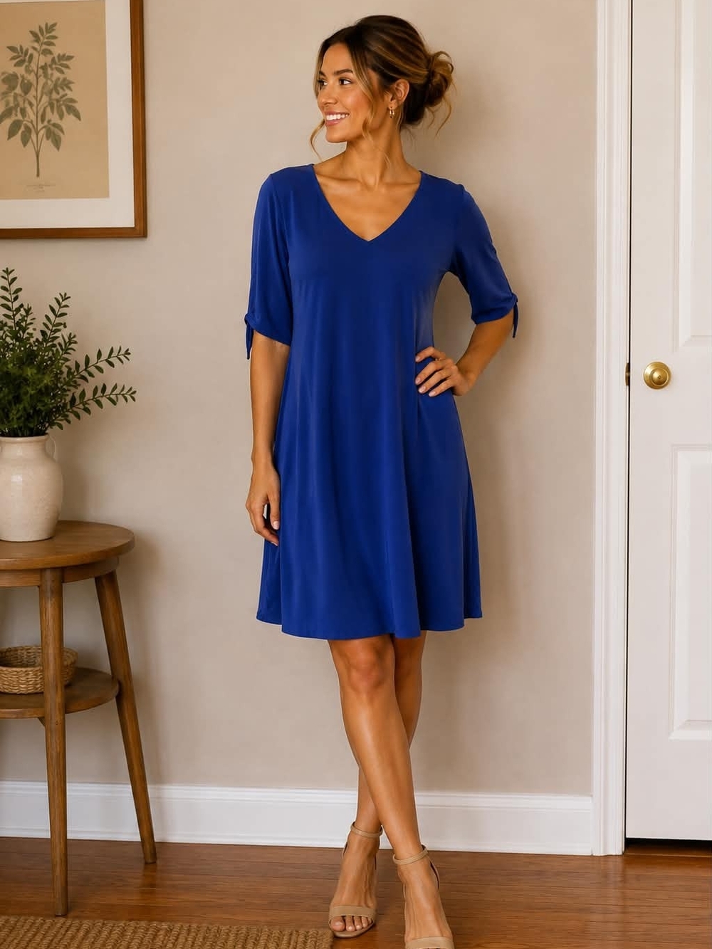 Simon Chang Royal Blue V-Neck Mini 👗/Tunic L